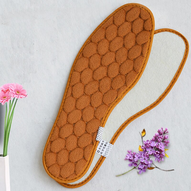Warm Insole Heated Cashmere Thermal Insoles Thicken Soft Breathable Winter Shoes orthopedic Insole For Feet Shoes Boots Pad Sole: dark coffee / 9