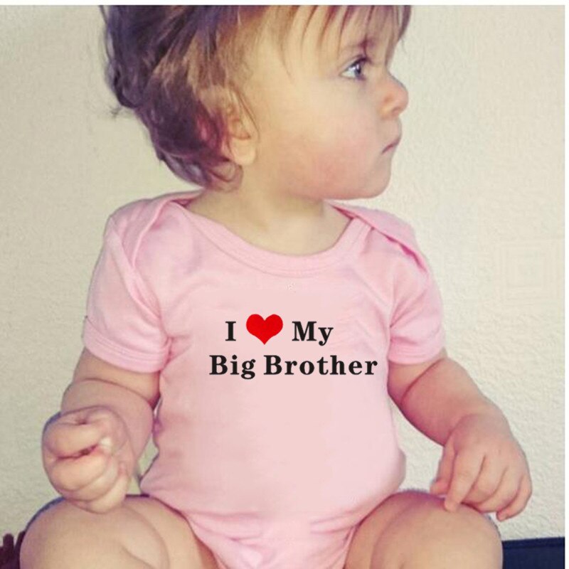 4 kolory śmieszne kocham mojego brata drukowane Body niemowlęce noworodka ubrania bawełniane ciało dziewczynka chłopiec Body 0-24M niemowlę Onesie: Różowy / 3M