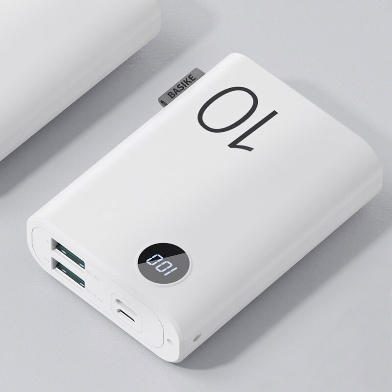 BASIKE-Mini banco de energía portátil PF23P, 10000mah, batería externa colorida, batería de repuesto para xiaomi, iphone y huawei: White