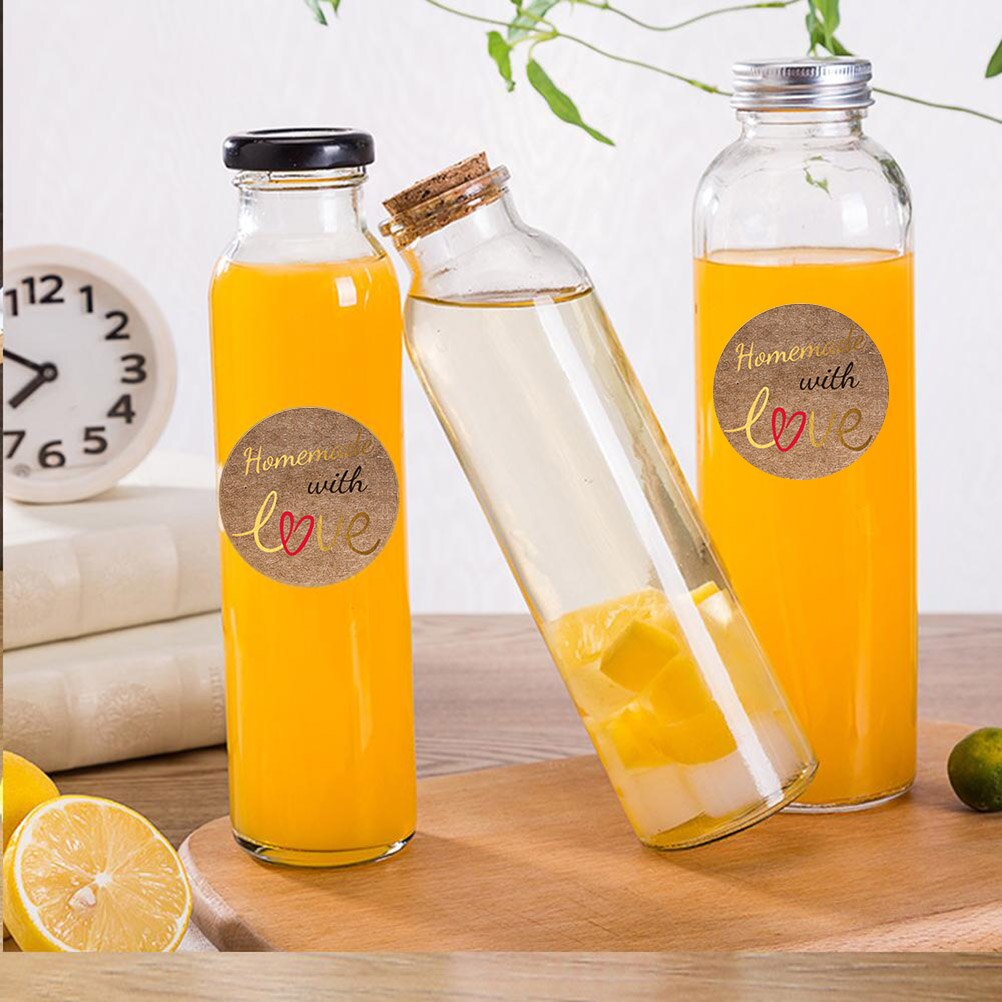 500Pcs Kraft Papier Zelfgemaakte Met Liefde Stickers Scrapbooking Ronde Zelfklevende Stickers Handgemaakte Seal Labels Sticker