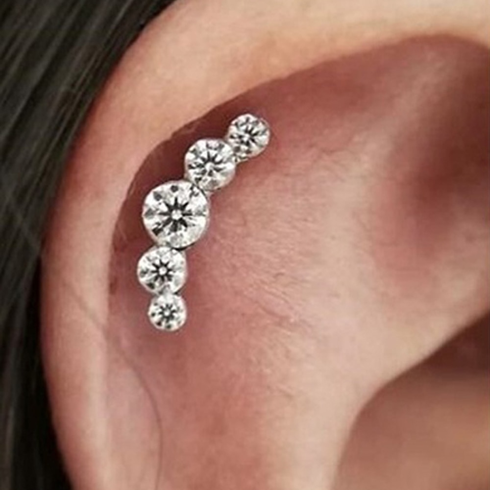 1PC Knorpel Helix Tragus Stud Ohrringe Ohr Nagel Edelstahl Bar Piercing Kristall Körper Schmuck Zubehör