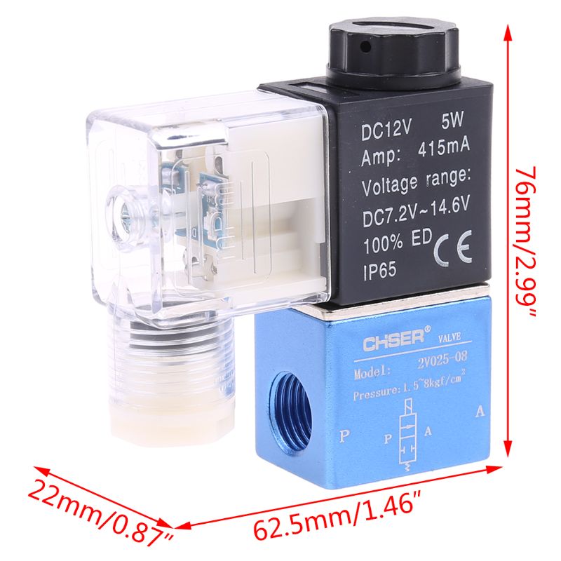 12V 24V Pneumatic Electric Solenoid Valve 2 Position 2 Port Normally Closed H7ED