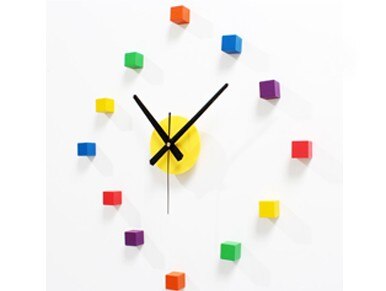 Creatieve kleur doos klok DIY hout wandklok drie-dimensionale DIY fun combinatie van mode horloges mode
