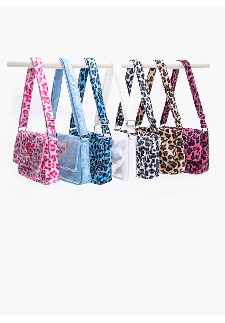 Nouvelle léopard imprimé sac à bandoulière femmes en peluche doux décontracté sac à bandoulière moelleux femelle léopard sac à main
