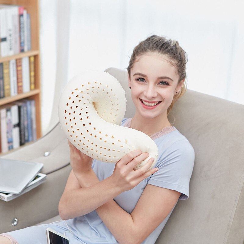Natuurlijke Latex Reizen Nek Kussen Voor Vliegtuig U-Vormige Kussen Orthopedisch Kussen Kussens Oreiller Almohada Cervicale Poduszkap