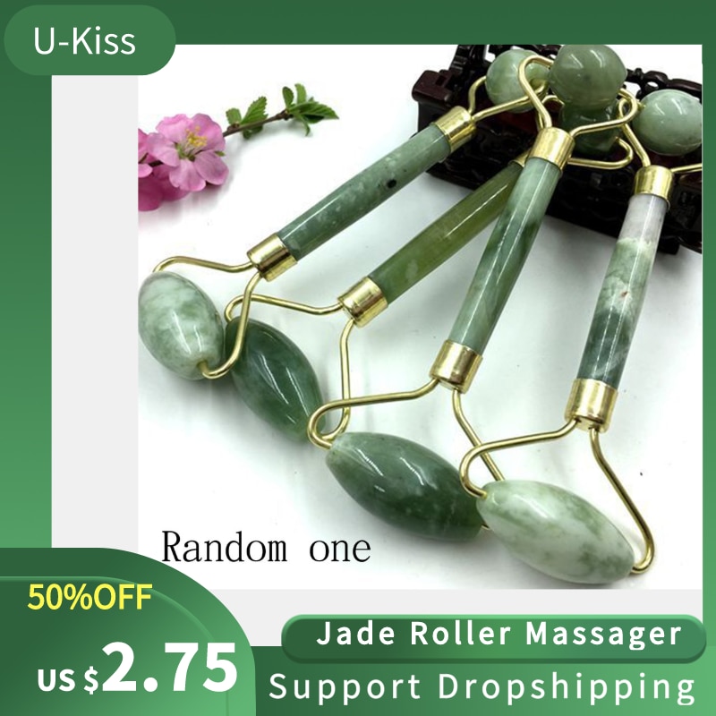 Natuurlijke Jade Schoonheid Apparaat Jade Roller Face- Lifting Massager Jade Steen Facial Push Guasha Tool Massage