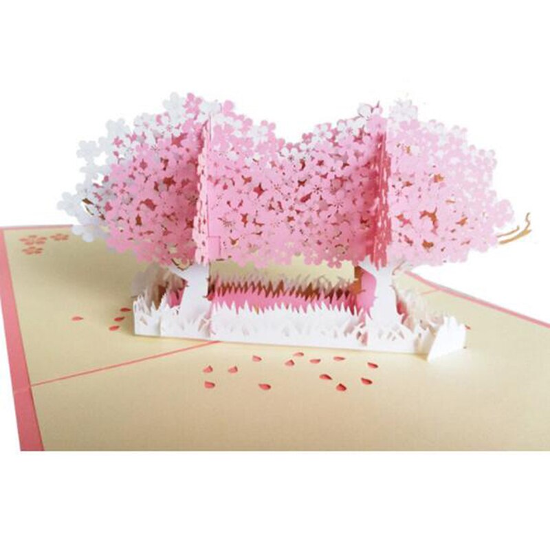 Kirsebærtræ 3d kort bryllupsinvitationer kort valentinsdag jubilæum hilsen håndlavet kort lykønskningskort: Default Title