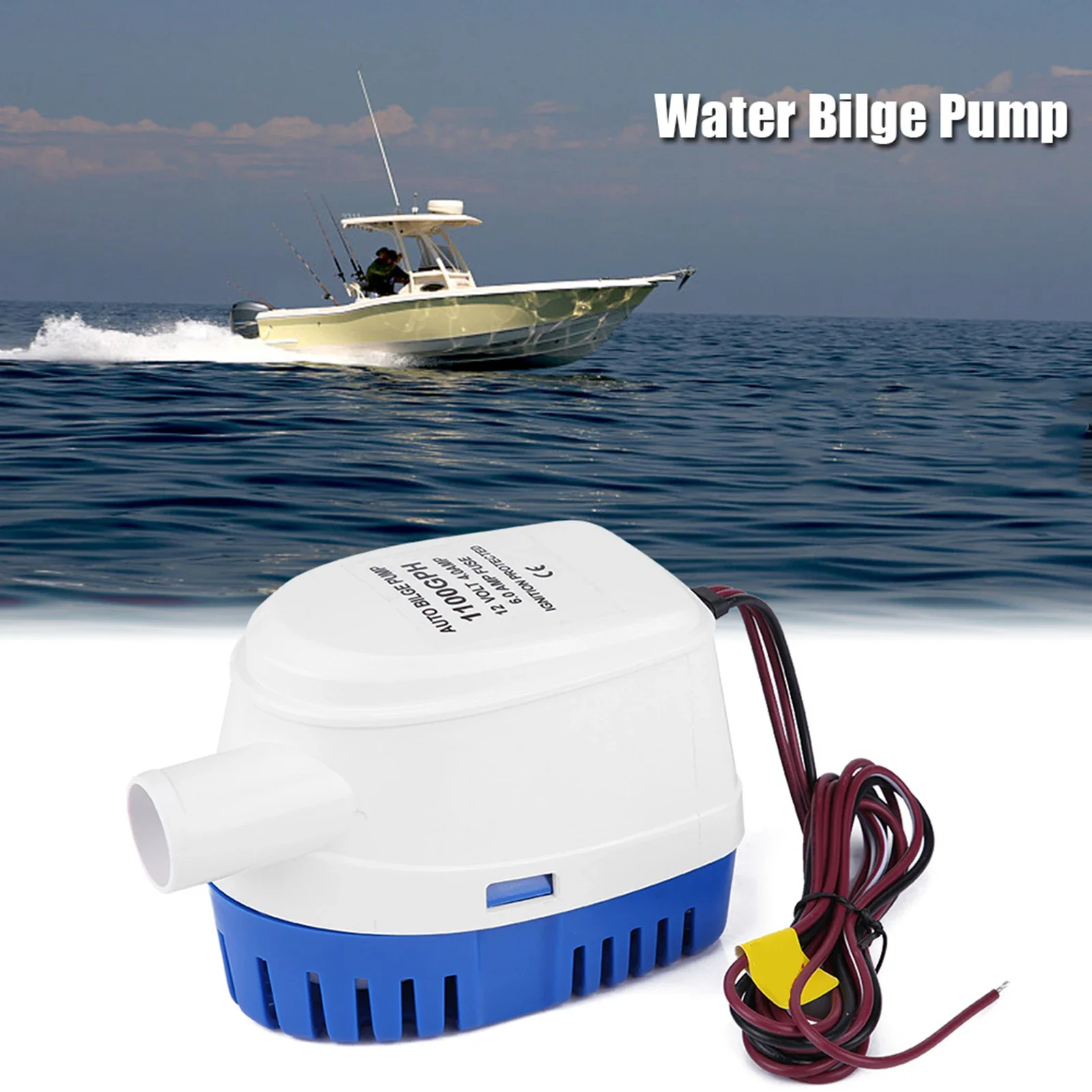 1100GPH Boat 12V Marine Automatic Submersible Bilge Water Pump Fully Auto Float Switch Internal Auto Bilge Water Pump
