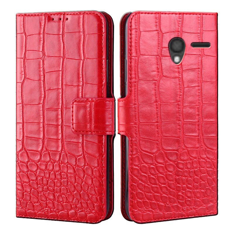 Business Magnetic Leather Flip Stand Phone Case for Alcatel One Touch Pixi 3 4.5 4G Version 5017D 5019D 4027D Wallet Cover: Pixi 3 5019D 4.5inch / 6Red