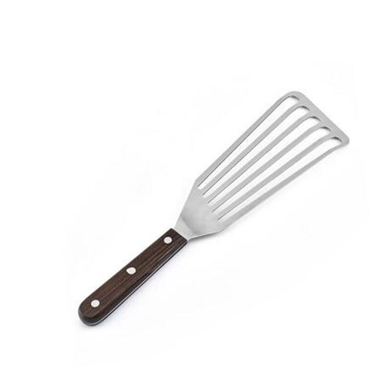 Kitchen Non-slip Stainless Steel Frying Spatula Leaky Shovel Fish Slice Cookware Wood Non-slip Rust-proof Great For Everyday Use: M