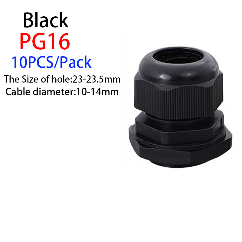 Pressacavo impermeabile 10 pezzi Ingresso cavo IP68 PG7 per 3-6.5mm PG9 PG11 PG13.5 PG16 PG19/21/Connettore in plastica nylon bianco nero: Avorio