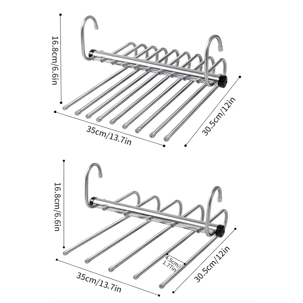 5/9 layer Folding Pants Hangers Stainless Steel Storage Shelf Clothes Rack Organizer For Wardrobe Jeans Trousers Scarf Organizer