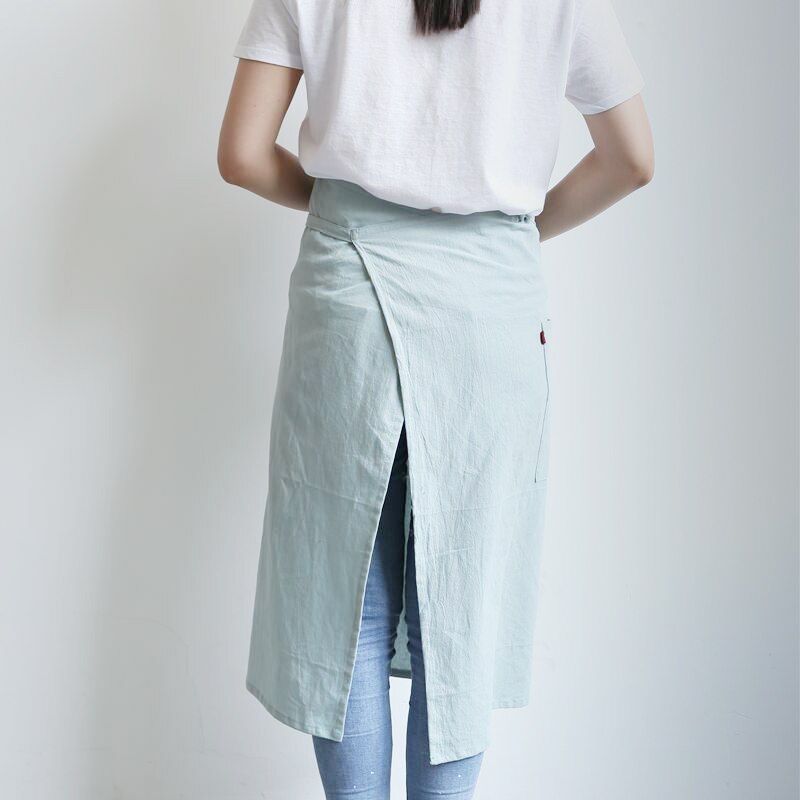 Aprons Simple Washed Cotton Korean Style Uniform Unisex Adult Aprons for Woman Men's Male Lady's Kitchen Cooking Pinafores