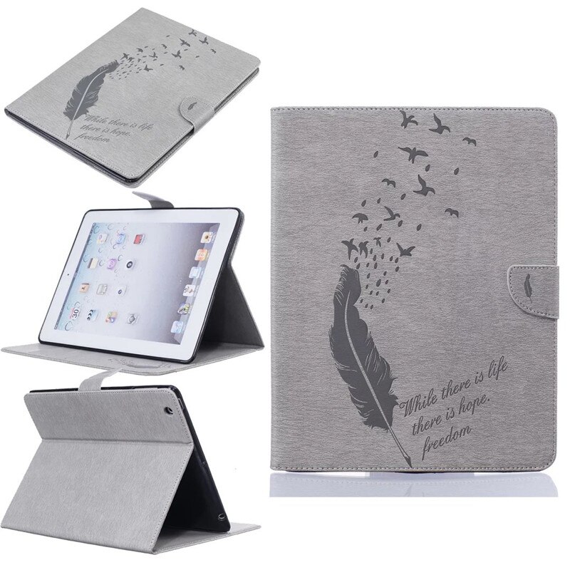 PU Leather Flip Case for Apple iPad 2/3/4 - Shockproof Wallet Stand Cover with Card Slots: Gray