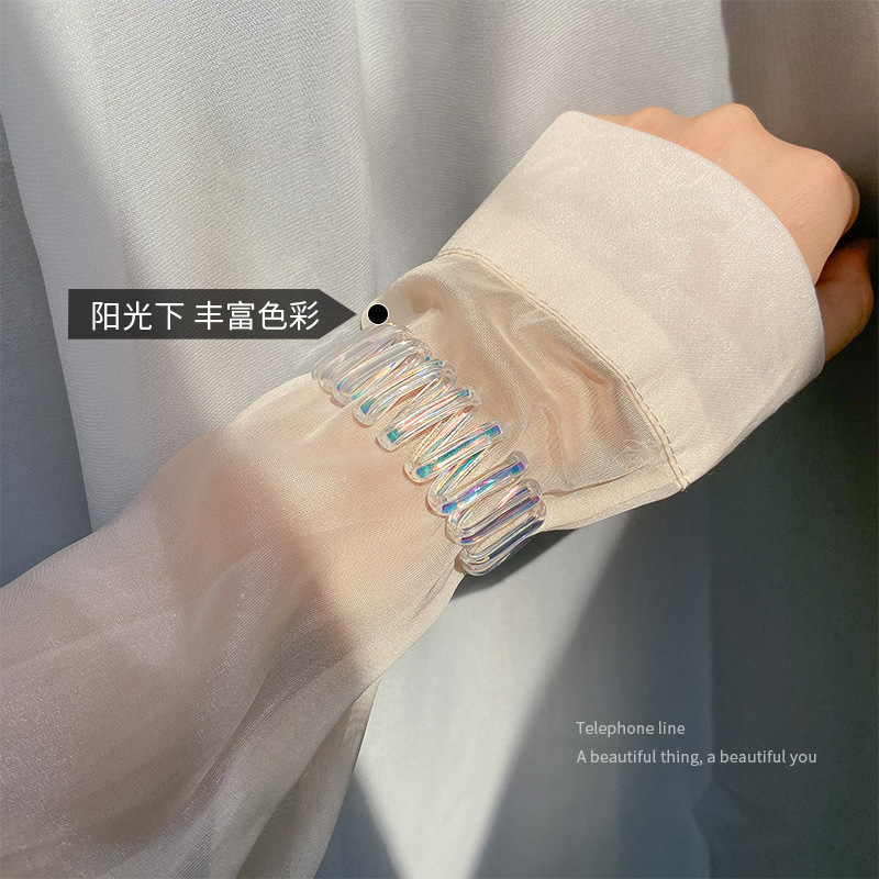 Brede Telefoon Wire Elastische Haar Elastiekjes Transparante Spiraal Haar Banden Scrunchies Gom Voor Vrouwen Meisjes Haar Accessoires: Default Title