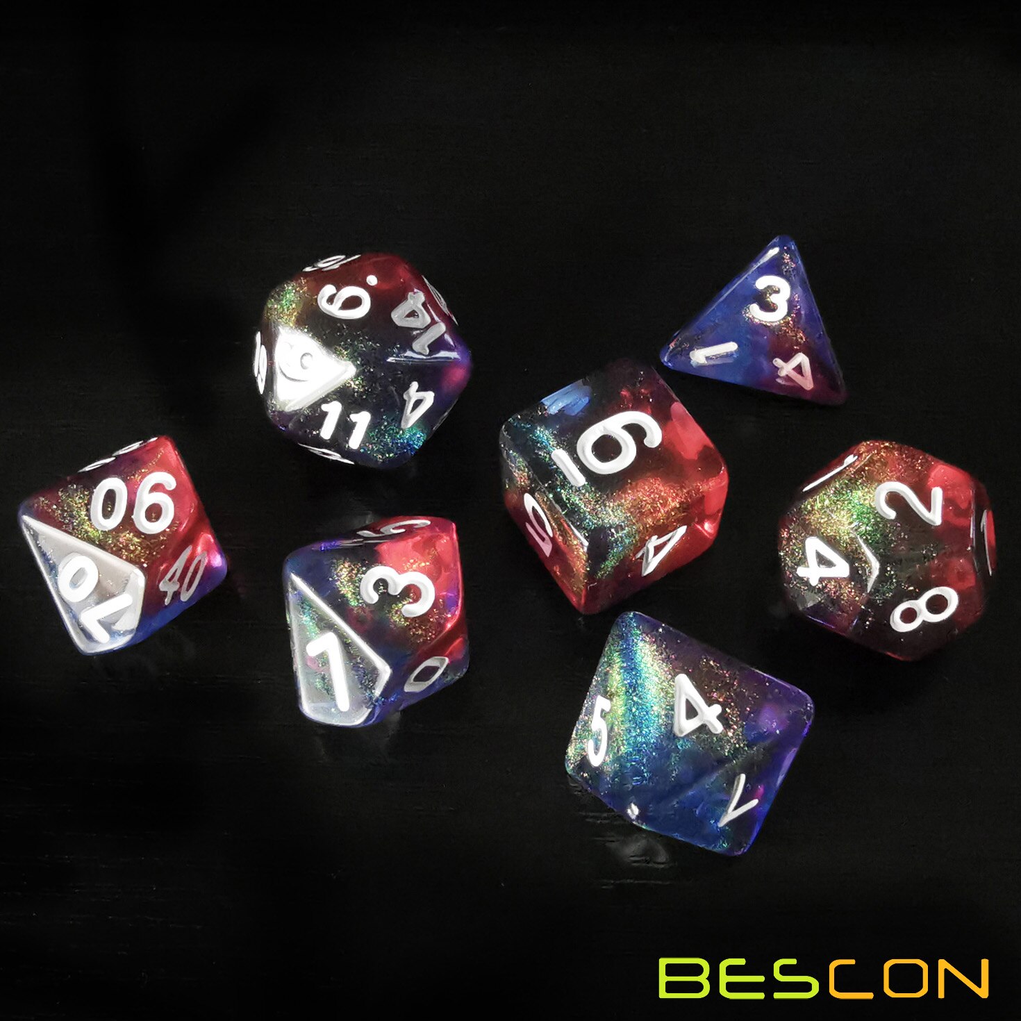 Bescon Moonstone Dice Valor Stone, Polyhedral Dice Set of 7