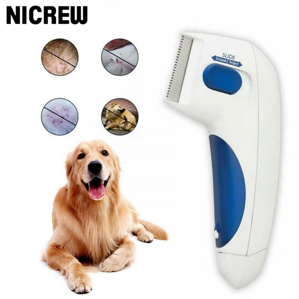 NICREW-limpiador eléctrico de Piojos para mascotas, peine de eliminación de aseo, herramientas para limpieza de gatos y perros, cepillo antipulgas, suministros de peine para mascotas