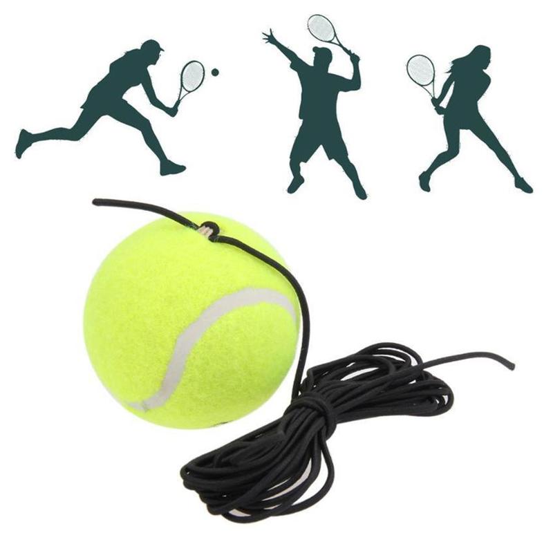 1pc Single Training Tennis Ball With Rope Bold Elastic Resistance Tennis Balls Durable Training Rubber J3S2