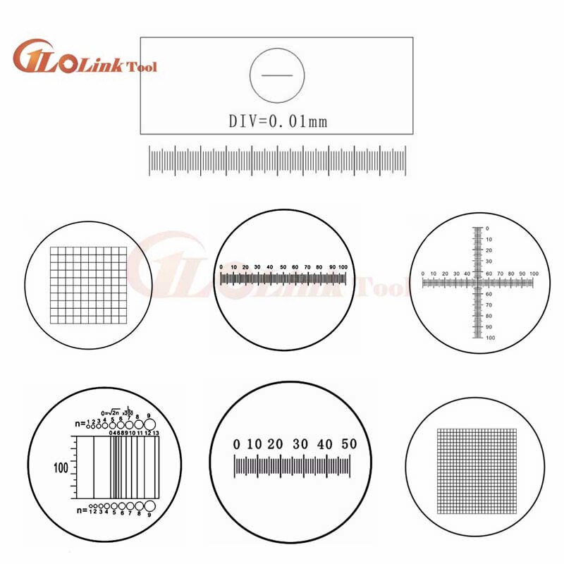 C1 - C7 Optical Glass Microscope Calibration Slides Eyepiece Reticle Ruler Microscope Stage Micrometer for Eyepieces Measurement