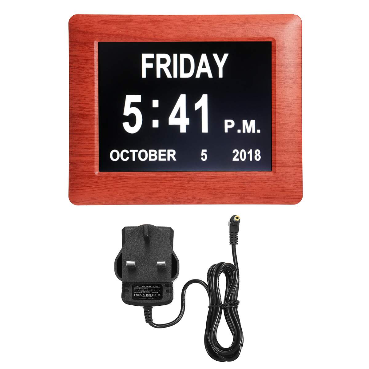 7 tommer led demens digital kalender dag/uge/måned/år urstativ fotoramme stort vægur kalenderalarm dag/nattilstand