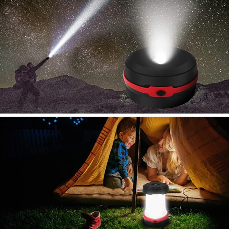 Mini led-kampeerlantaarn op batterijen, zaklamp, opvouwbaar, draagbaar, voor buiten, tentlantaarn voor wandelen, kamperen
