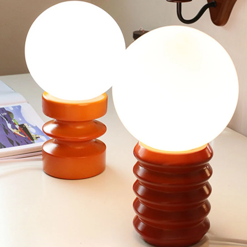 Mellem antik stil orange massivt træ glas led bordlampe soveværelse sengelampe hjem atmosfære natlampe koreansk ins lampe