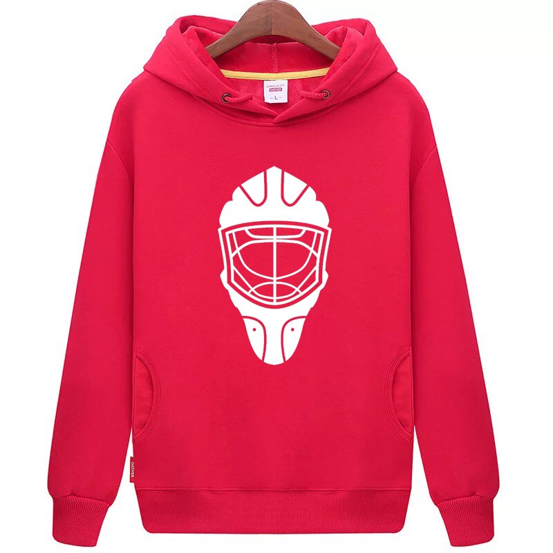 Coldindoor billig unisex rød hockey sweatshirt med hockey maske til mænd og kvinder