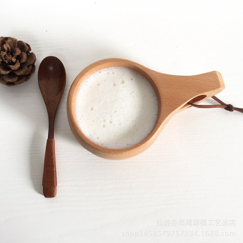 wizualny dotykać 1 szt. Kuksa drewniany kubek z drewna finlandia ręcznie robiony wystrój stołu prezent drewniany zastawa stołowa MilkBreakfast filiżanka kawy