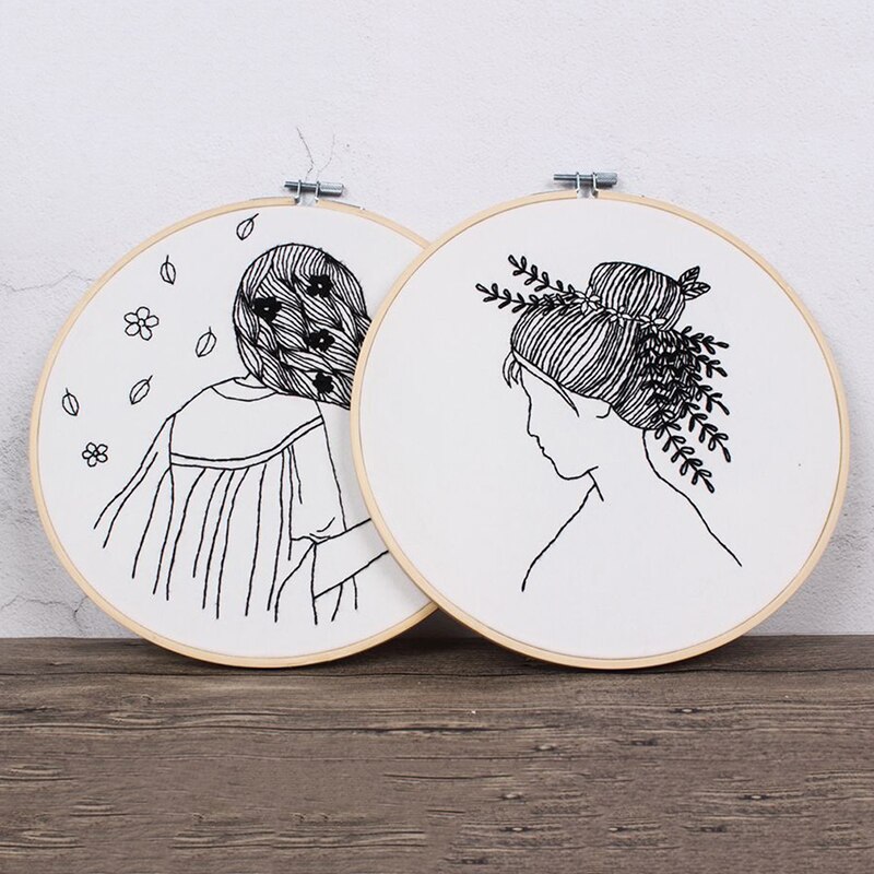 Sketch Simple Embroidery Kit Handmade DIY Fabric Novice European Embroidery Kit Home Decoration