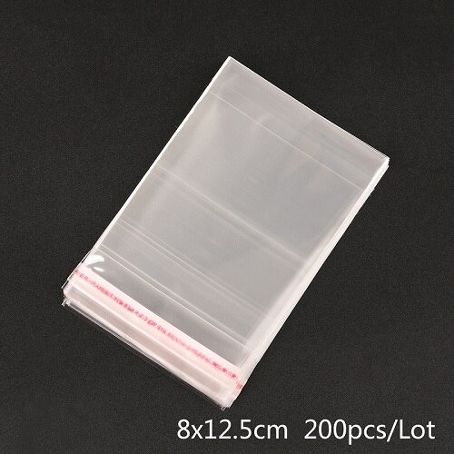 New Arrival 100/200 sztuk przezroczyste samoprzylepne z tworzywa sztucznego odporna na wilgoć samoprzylepne prezent torba torebki biżuteria BagBag DIY: 8x12.5cm