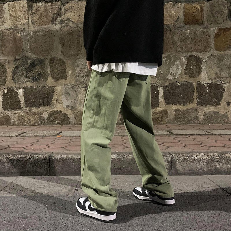 Grøn/lilla baggy jeans mænd afslappet retro wide leg jeans mænd streetwear løs hip hop straight denim bukser herre bukser