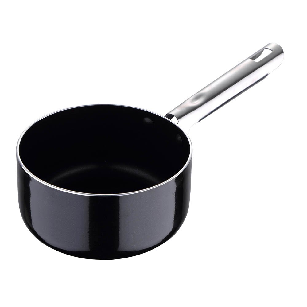 Cazo industrial Pixel Pro, 16x8cm, 1.3L, doble capa de antiadhernete negro, aluminio prensado, fondo de inducción por puntos, mango de acero inoxidable, cazo cocina, cazos de cocina