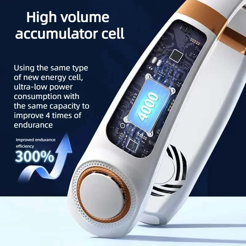 Draagbare nekventilator Persoonlijke 4000mAh Bladeless Cooling Nekventilator Blaaskoude lucht Nekkoeler Draagbare ventilator rond uw nek Verstelbaar