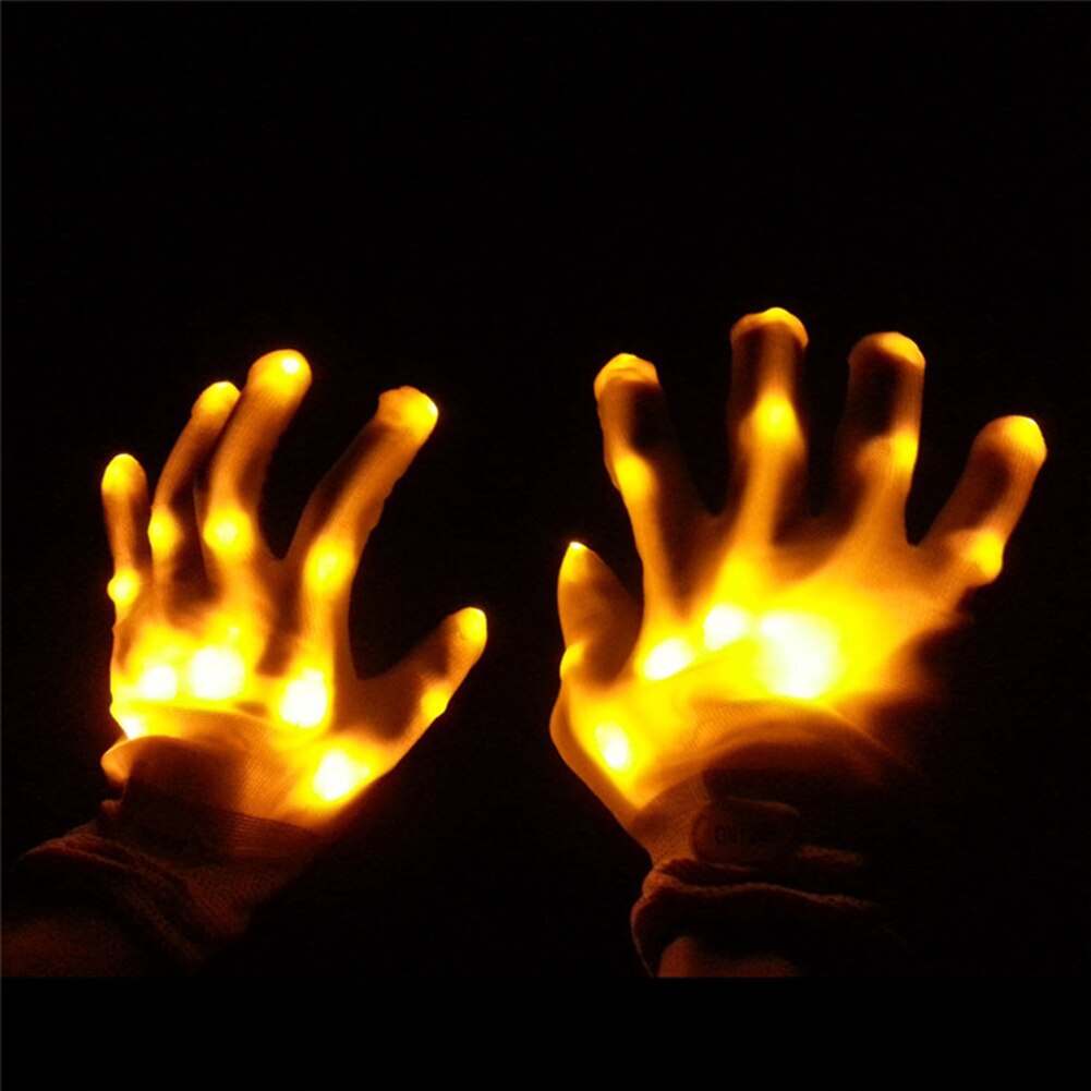 1Pair LED Light Up Hand Finger Glowing Gloves Halloween Christmas Costume Dance Decor Stage Performance Gloves Finger Decor