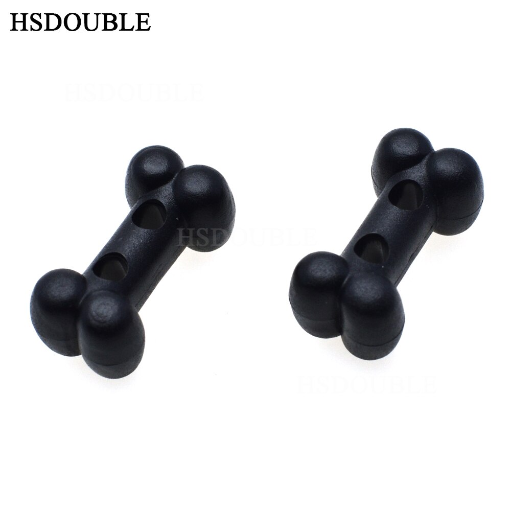 100pcs/pack Plastic Dog Bone Shape Button Cord Lock Toggle Stopper Black