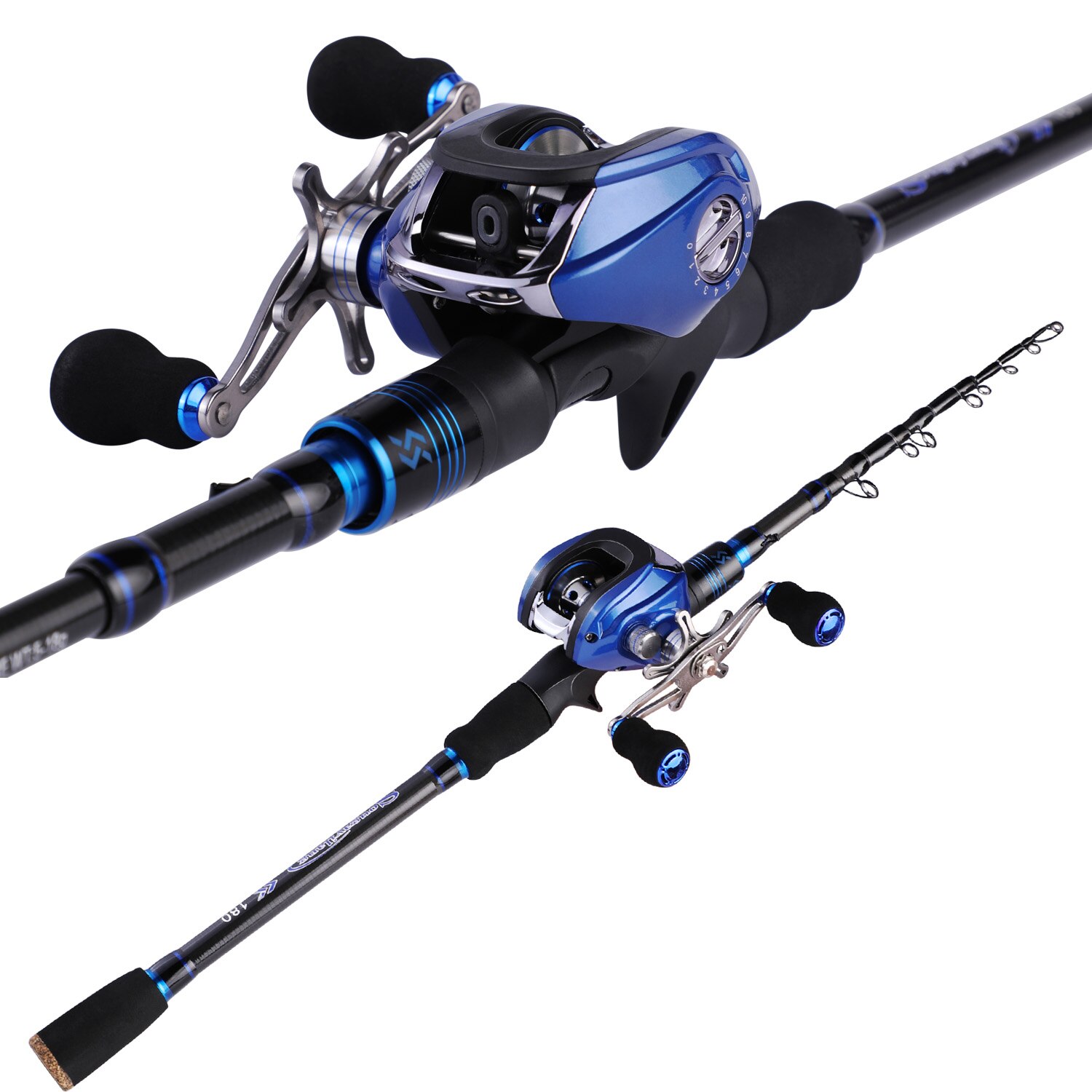 Sougayilang 1.8M 2.1M Portable Telescopic Fishing Combo Carbon Fiber Fishing Rod and 17+1BB Baitcasting Reel Travel Fishing Set