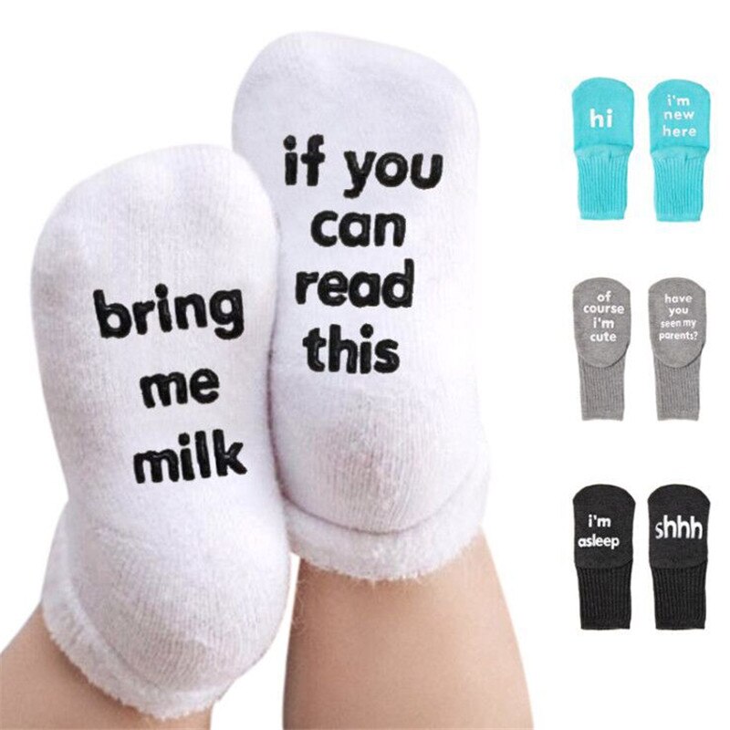 Coral Fleece Baby Anti Slip Floor Socks Autumn Winter Newborn Warm Thick Newborn Girl Boy Infant Indoor Sock letter printed