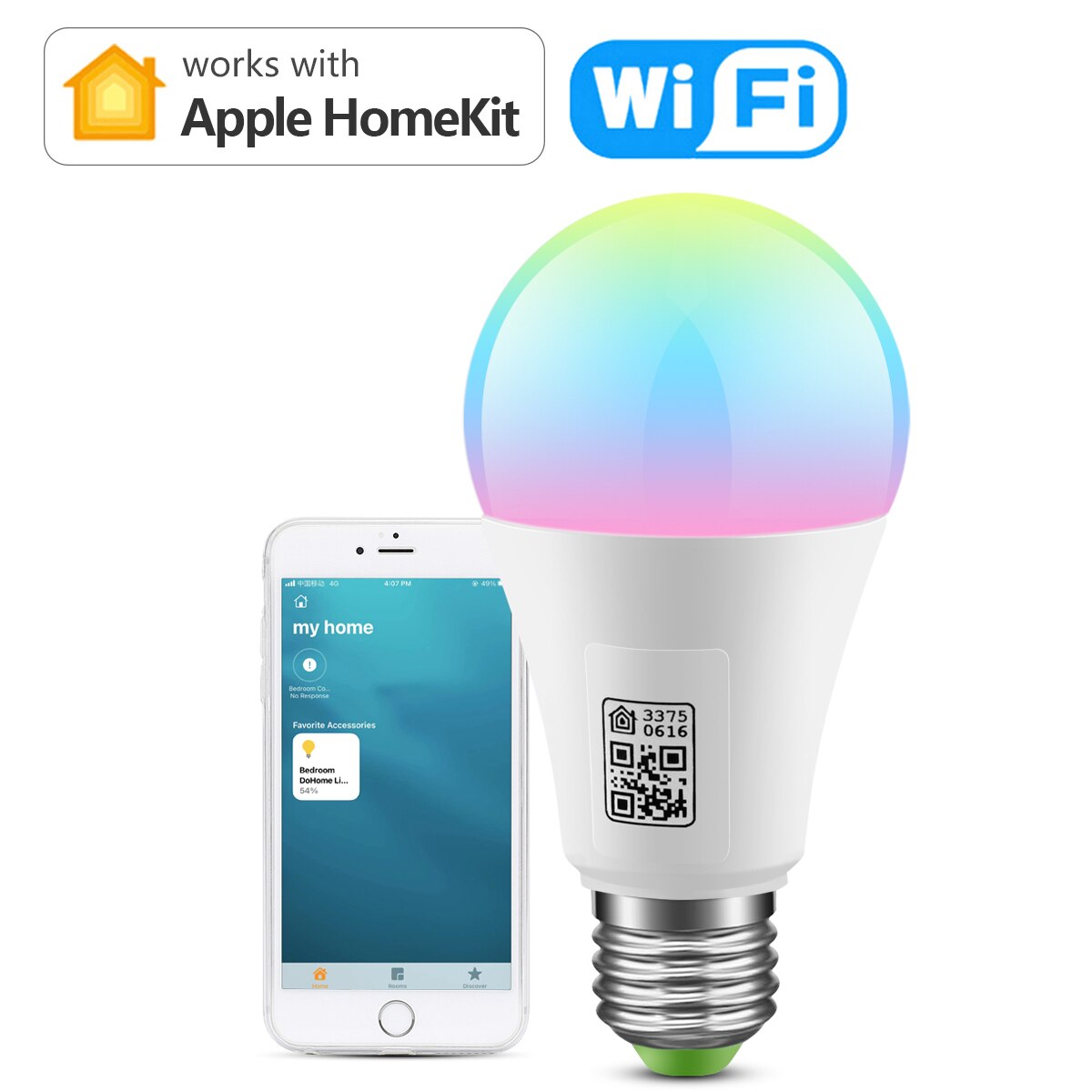 Homekit-bombilla inteligente con Control remoto por voz Siri, lámpara con WIFI, CA 110V 220V, funciona con asistente de casa