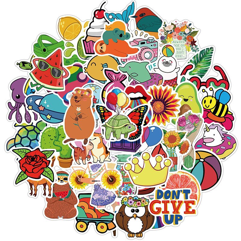 50PCS Colorful Stickers Pack For Hydro Flask Water Bottle Vinyl Decal DIY Laptop Phone Cute Trendy Aesthetic Teen Girls Sticker