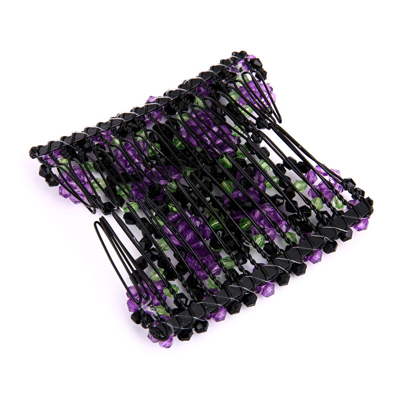 Accessoires de coiffure de dames perles magiques élasticité Double peigne à cheveux pince accessoires de coiffure extensibles