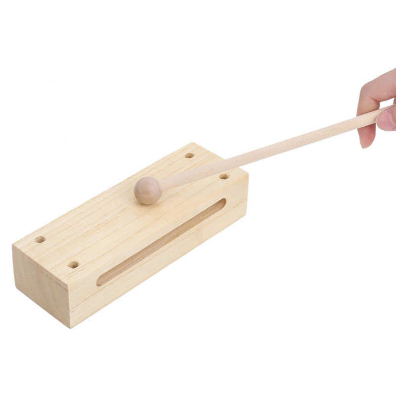 Wooden Percussion Block with Hammer for Kids Musical Education Rhythm Instrument