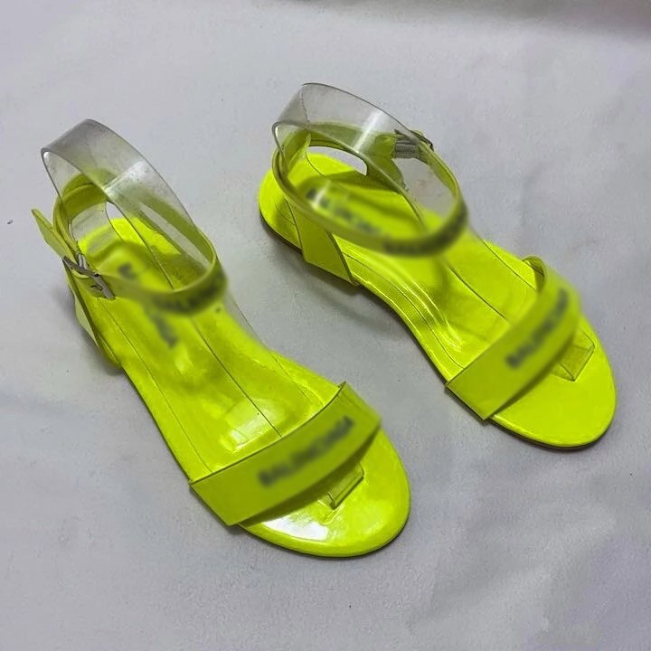 Europa sommar dam sandaler neon tofflor platta skor tofflor whosale dam sandaler: Ljusgrön / 8.5