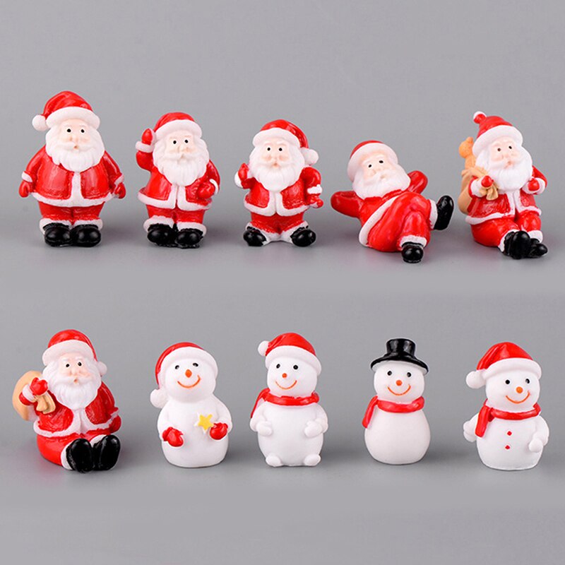 Mini Resin Christmas Decoration Santa Claus Snowman Tree Micro Landscape Model DIY Miniature Garden Figurines Home Decoration