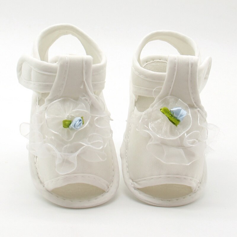 Rosa branco vermelho bebê menina rendas flores sandálias de tecido algodão sandálias femininas menina verão shoesflowers sandálias novo: WHITE / 7-12 meses