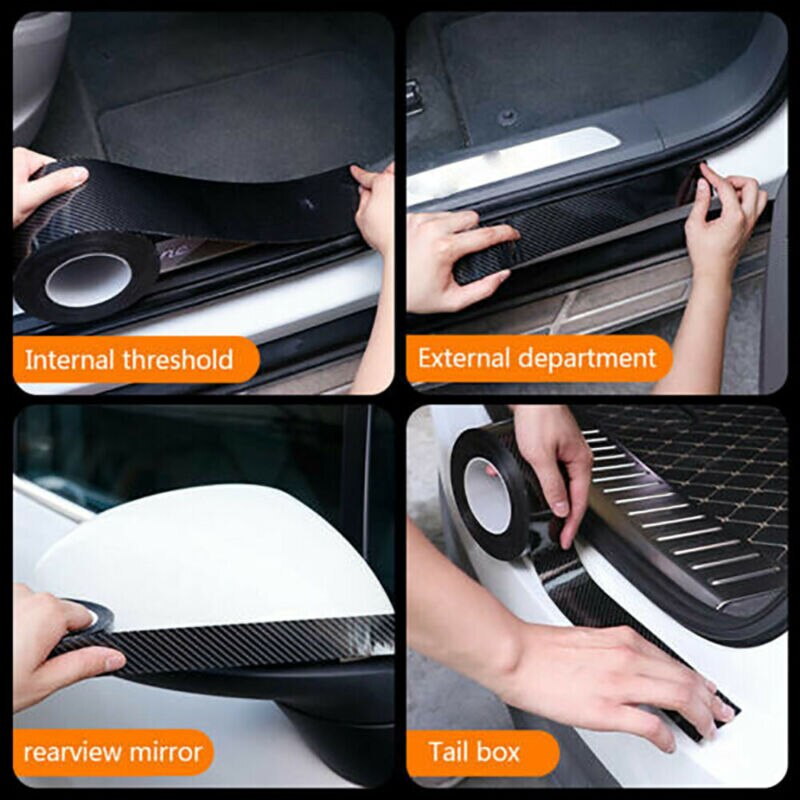 Koolstofvezel auto sticker dorpelbeschermer scuff plate 5cm * 300cm de hele carrosserie