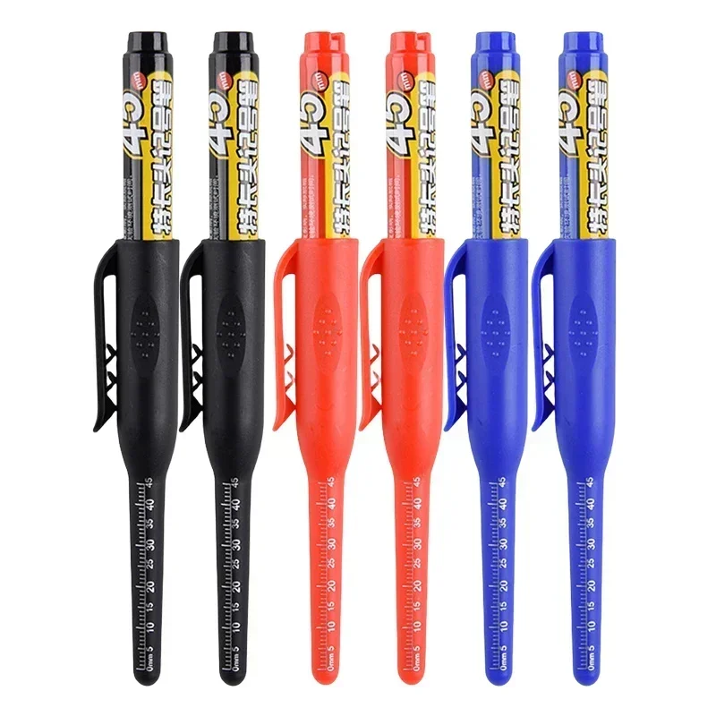 12-1 Uds. Rotuladores multiusos de 45mm de profundidad con agujeros, puntas largas, rotuladores impermeables para baño, carpintería, bolígrafos de carpintero de cabeza larga: Verde claro