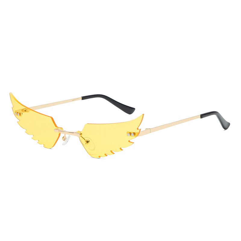 Outdoor Fire Flame Sunglasses Wave Rimless Narrow Retro UV 400 Eye glasses Streetwear for Travel Beach Party: style 4