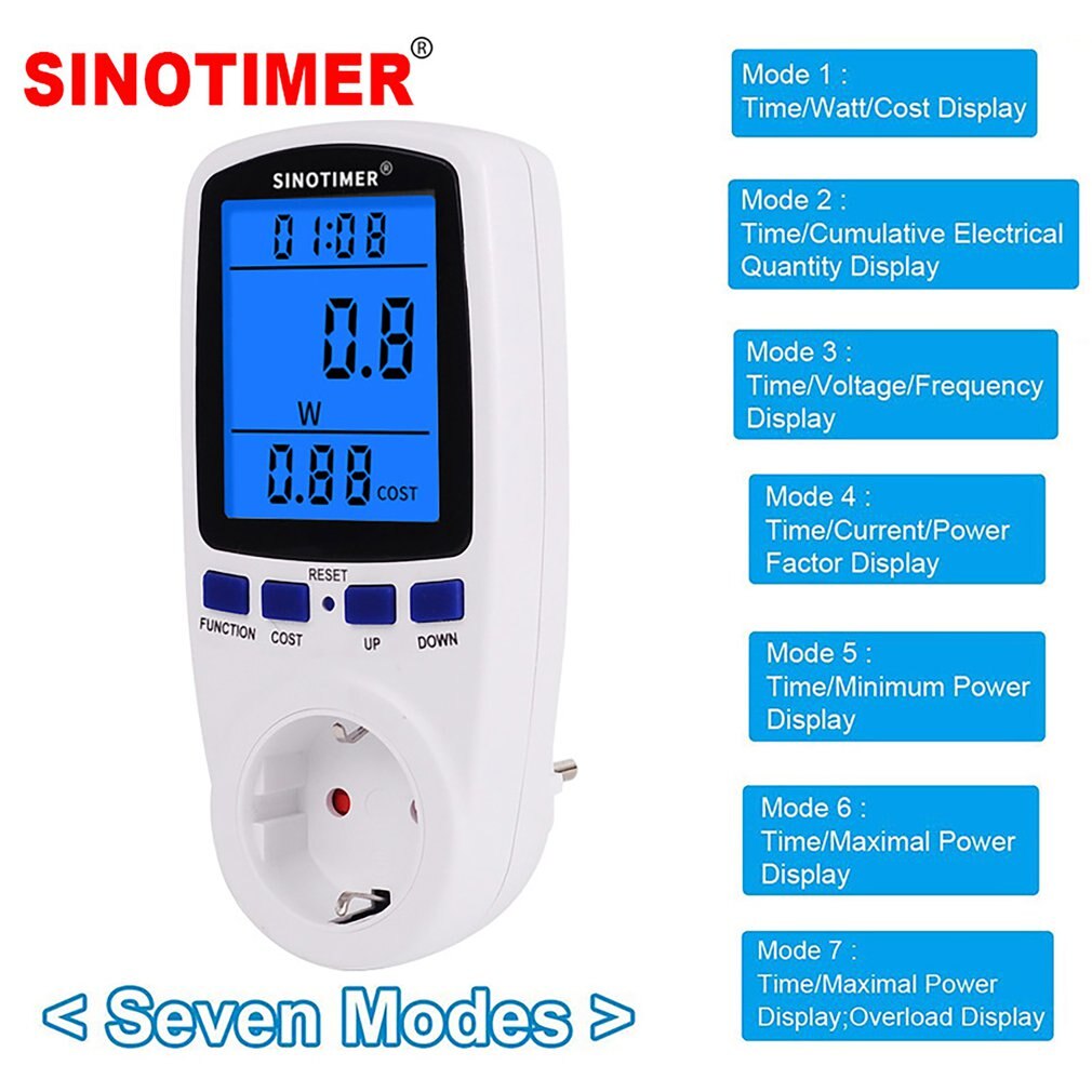 EU UNS UK FR BR AU Steckdose Digital Wattmeter Energie Verbrauch Watt Energie Meter KWh AC 230V 120V strom Mit Backlights