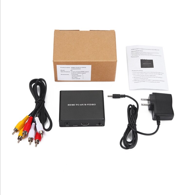 1080P HDMI to AV/S-Video Adapter RCA TV HD Converter Support TV TV Box Laptop(EU Plug)