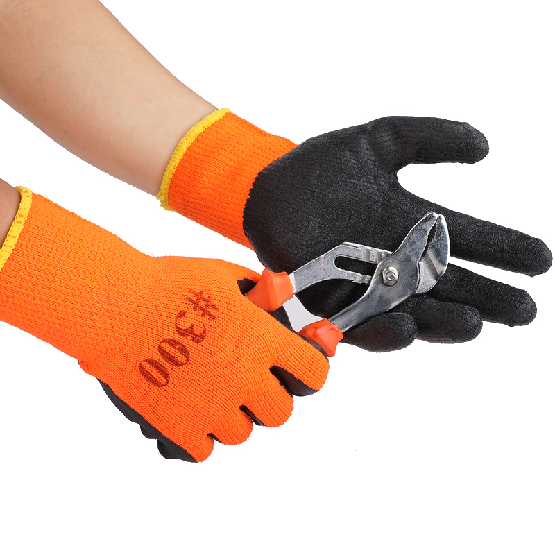 Guantes térmicos de seguridad para el trabajo, impermeables, antideslizantes, de goma de látex, para jardín, protección de manos, invierno, 1 par